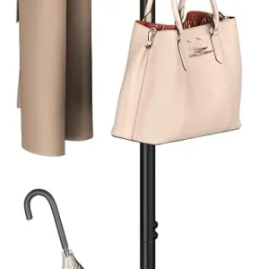 tangibletriumph Freestanding Metal Coat Rack with Umbrella Holder and 12 Hooks, Black
